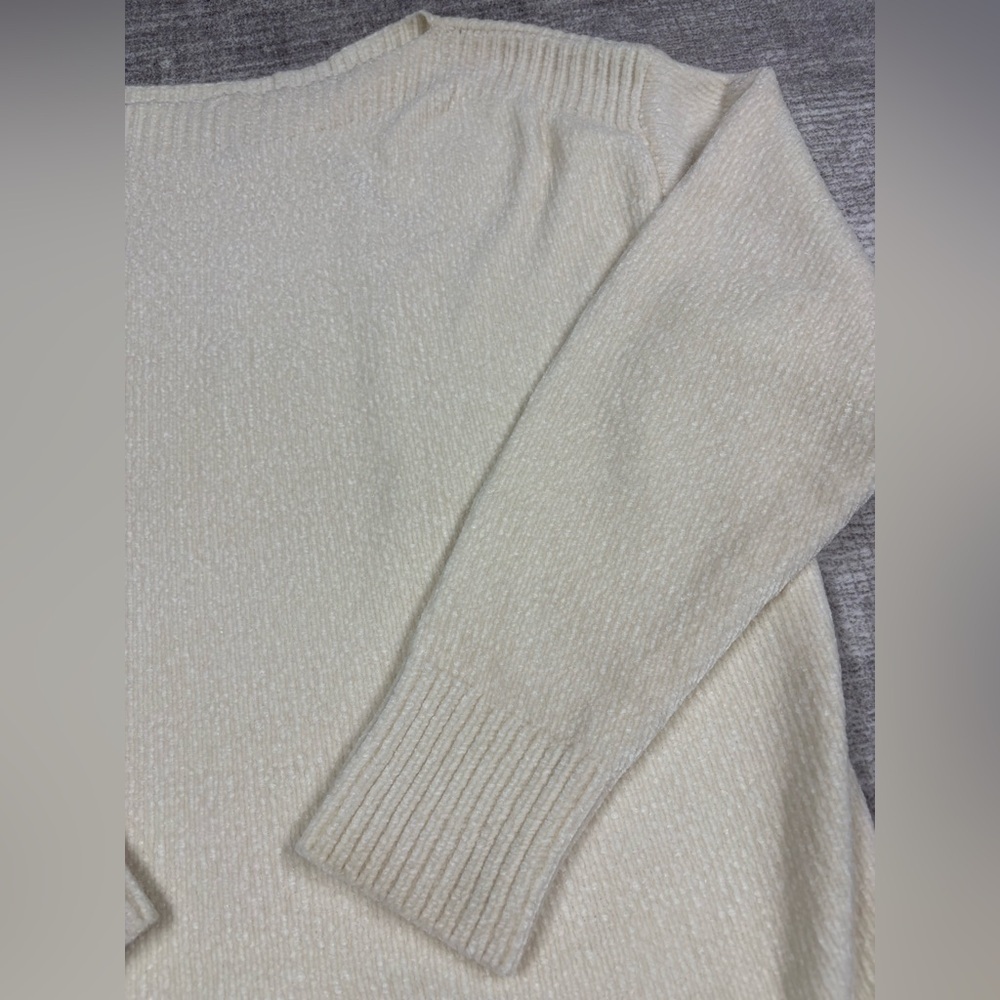 Tommy Bahama Women's Sweater Cream Chenille Knit Top Boat Neck Boxy Cozy Sz L - Picture 7 of 8
